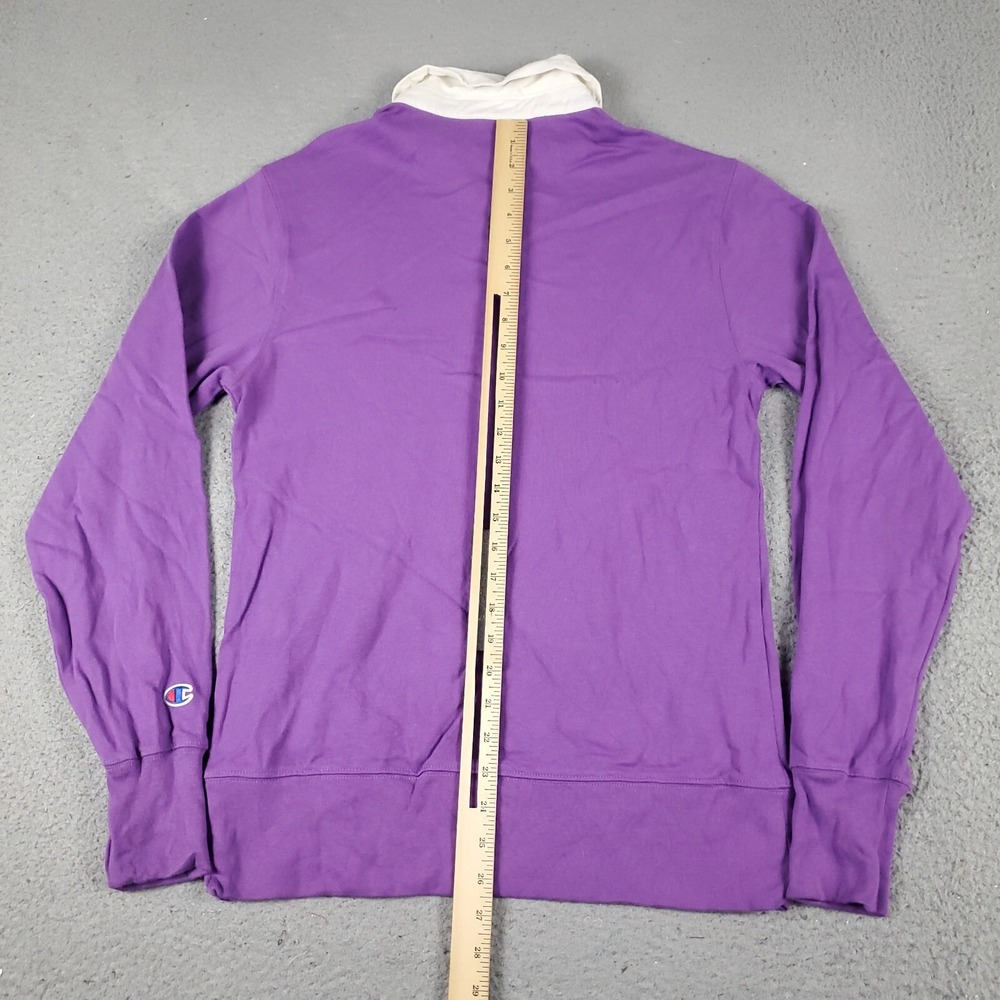 Champion Sweater Mens Small Purple Collared Pullover Sweatshirt Mock Neck Logo - Picture 5 of 8